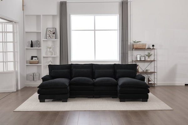 English Elm United We Win U-Shaped Cloud Couch, 110" Chenille Modular Sectional Sofa With Memory Foam & Storage W1568S00217-GIGA