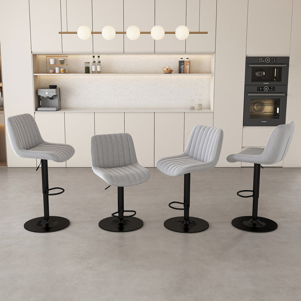 English Elm Swivel Modern Adjustable Bar Stools with 360° Rotation, Ergonomic Backrest, Soft Knit Seats Grey W2699P360245
