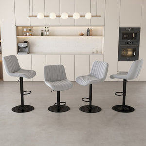 English Elm Swivel Modern Adjustable Bar Stools with 360° Rotation, Ergonomic Backrest, Soft Knit Seats Grey W2699P360245