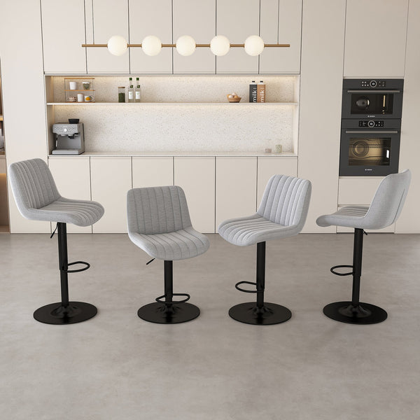 English Elm Swivel Modern Adjustable Bar Stools with 360° Rotation, Ergonomic Backrest, Soft Knit Seats Grey W2699P360245