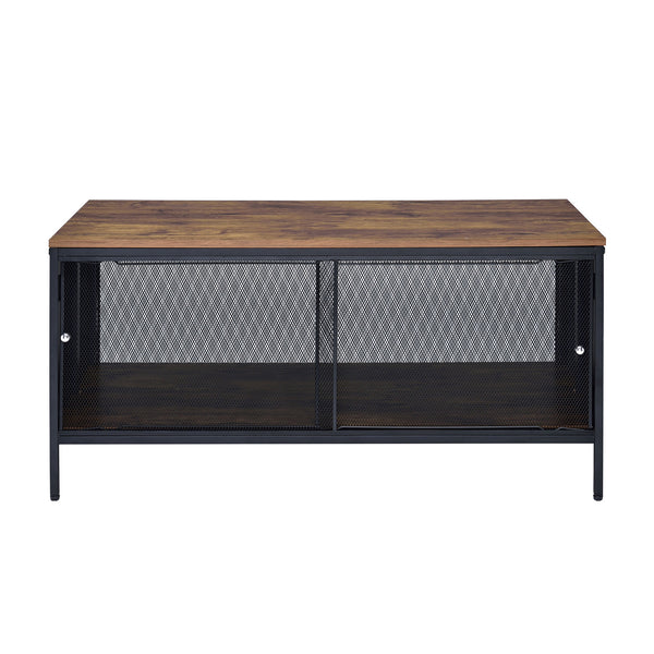 English Elm Foldable Rectangular Coffee Table — Space-Saving Antique Oak & Black Design, Stylish Durable Organizer Accent (96) B016P313977