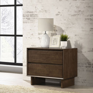 English Elm Hemlock Solid Wood 2-Drawer Nightstand in Warm Brown — Smooth Fingertip Pulls, Soft-Glide Storage B062P378389