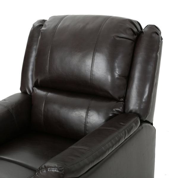 English Elm Christopher Knight Home® - Brown PU Glider Recliner Swivel Chair with Manual Recline, Compact Plush Seating for Small Spaces 61368.00PU