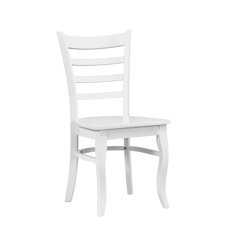 English Elm White Ladder-Back Dining Chairs Set of 2 - Farmhouse Wooden Side Chairs, Contoured Seats, 18" Height B011P188439