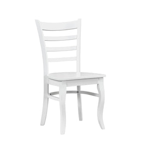 English Elm White Ladder-Back Dining Chairs Set of 2 - Farmhouse Wooden Side Chairs, Contoured Seats, 18" Height B011P188439