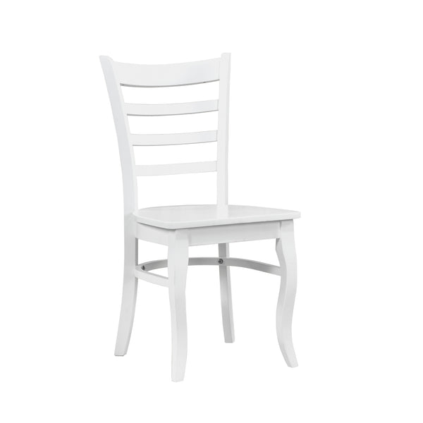 English Elm White Ladder-Back Dining Chairs Set of 2 - Farmhouse Wooden Side Chairs, Contoured Seats, 18" Height B011P188439
