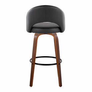 English Elm Fixed-height Mid-century Barstools with Walnut Legs and Grey Upholstered Seats Set Black,Walnut B202S01939