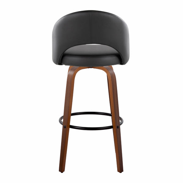 English Elm Fixed-height Mid-century Barstools with Walnut Legs and Grey Upholstered Seats Set Black,Walnut B202S01939