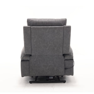 English Elm 21"seat Large Electric Power Lift Recliner Chair with 8-Point Vibration Massage, Lumbar Heat, Remote Control Gray 29.52 L x 26.77 W x 20.47 H W2297P264019