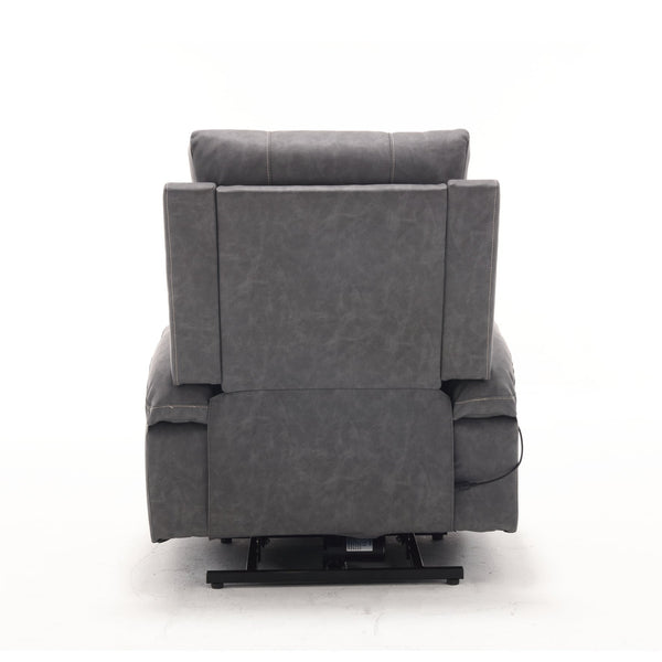 English Elm 21"seat Large Electric Power Lift Recliner Chair with 8-Point Vibration Massage, Lumbar Heat, Remote Control Gray 29.52 L x 26.77 W x 20.47 H W2297P264019