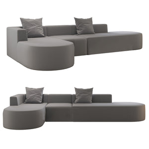 English Elm L Shaped Modular Sectional Sofa - 110" Grey Corduroy Couch With Movable Ottoman For Ultimate Comfort W3670S00003