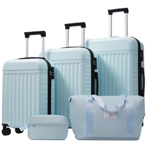 English Elm Luggage Set 5 Piece Abs Hardside Expandable Spinner Wheels Tsa Lock Travel Bags Light Blue N732P326115N