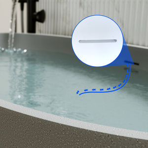English Elm 70.6'' Freestanding Resin Stone Soaking Tub Polished Spa Bath with Drain Overflow W2753P477965