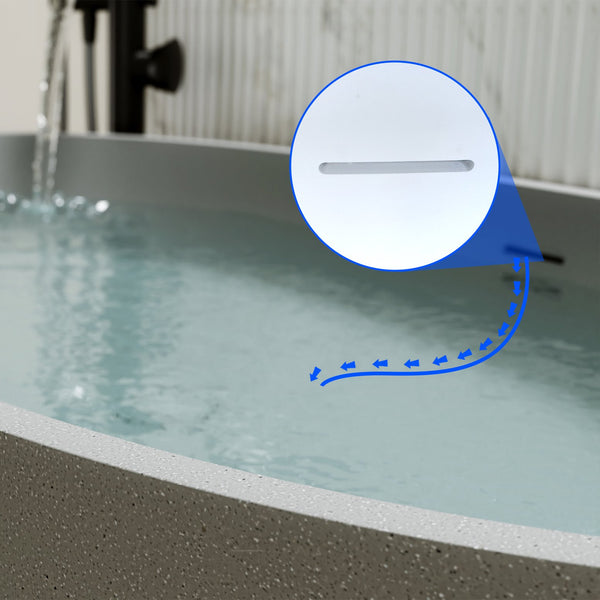 English Elm 70.6'' Freestanding Resin Stone Soaking Tub Polished Spa Bath with Drain Overflow W2753P477965