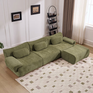 English Elm Modular Chenille Deep Seat Sectional Sofa with Bamboo Frame for Living Room Lounge Green W1829S00069