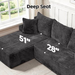 English Elm Modern Chenille Sectional Sofa with Chaise Configurable Modules for Living Room Lounging W3653P443556