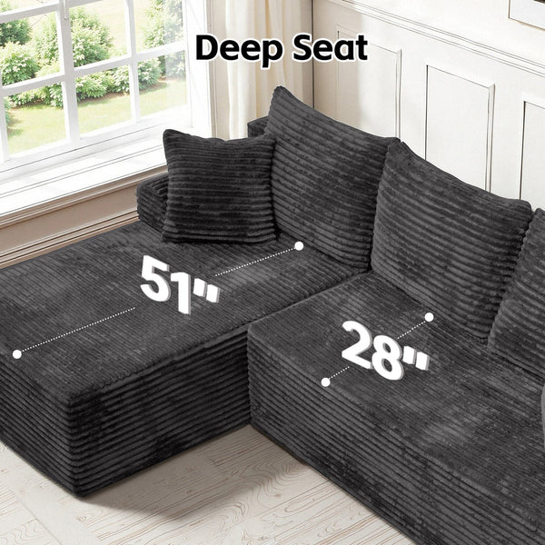 English Elm Modern Chenille Sectional Sofa with Chaise Configurable Modules for Living Room Lounging W3653P443556