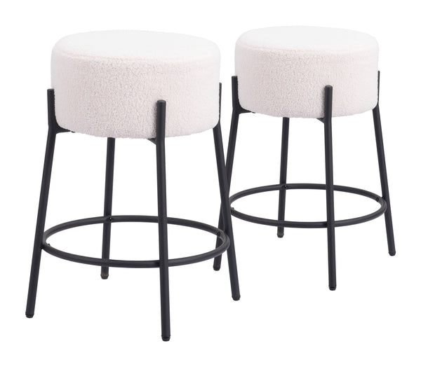 Blanche Counter Stool - Set of 2 Ivory 109741 Zuo Modern