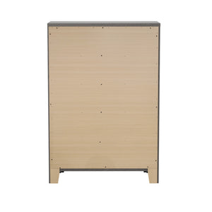 English Elm Wallace & Bay - Stone Brown 5-Drawer Dresser with Grey-Brown Laminate Finish, Stylish Storage, Durable Care-Friendly Design B361P384482