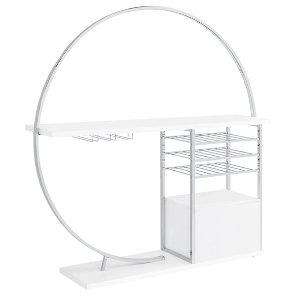 English Elm Casey Sculptural Moon-Frame 2-Door LED Home Bar with Stemware Racks, Cabinet & Spacious Shelf B062P353403