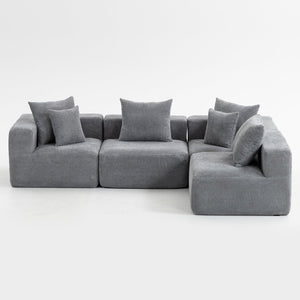 English Elm Modular Low Profile Sectional Sofa Plush Chenille Upholstery for Cozy Living Rooms W3326S00035