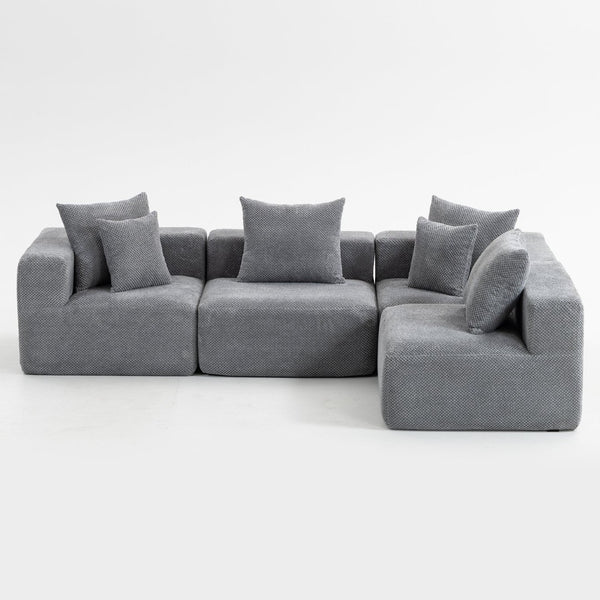 English Elm Modular Low Profile Sectional Sofa Plush Chenille Upholstery for Cozy Living Rooms W3326S00035