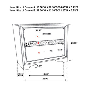 English Elm 2 Drawer MDF Nightstand with Felt-Lined Interiors, Silver Bar Pulls, Rich Wood Finish for Bedrooms White B016P254598