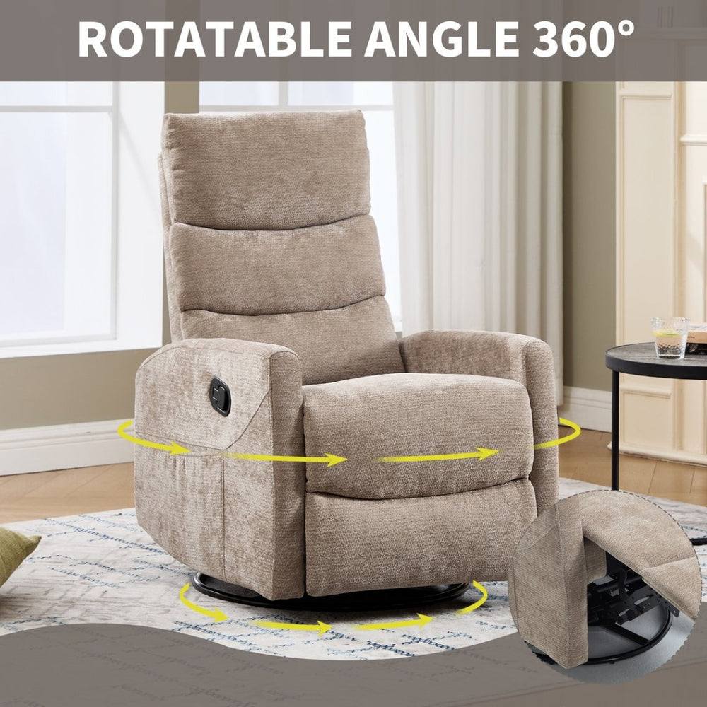 English Elm Heat Massage Recliner with Swivel Rocker and 8 Node Vibration for Living Room Comfort W3224P357562