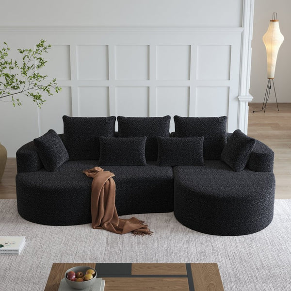 English Elm Modern Chenille Cloud Sectional Sofa Deep Curved 4 Seat Modular Living Room Couch W834S00488
