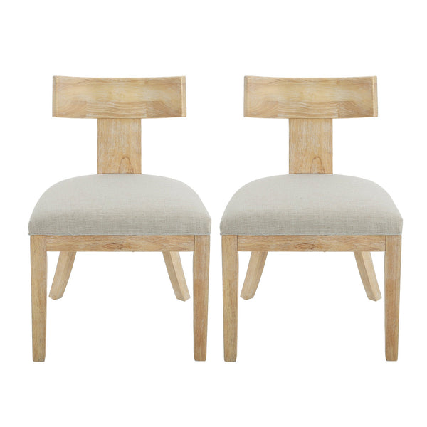 English Elm Christopher Knight Home® - DINING Fabric Upholstered Side Chairs Set of 2 with Curved Slat-Back, Rubberwood Frame, Plush Comfort Linen 74605.00PEBLN