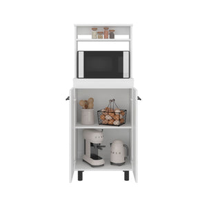 English Elm Alani Slim White Kitchen Sideboard with Microwave Shelf and Two Door Storage Cabinet B200P474233
