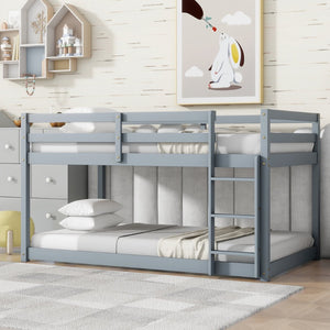 English Elm Solid Rubberwood Twin-Over-Twin Bunk Bed With Ladder – Sturdy, Space-Saving Design In Grey Finish W504P191644-GIGA