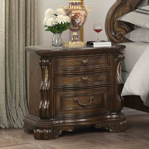English Elm Traditional Dark Brown Nightstand Oak Veneer Dovetail Drawers Usb Charging Bedroom B2741P435896