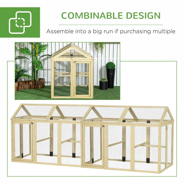 English Elm Pawhut Fir Wood Outdoor Chicken Run Modular Weatherproof Backyard Enclosure for Small Flocks W2225P200518