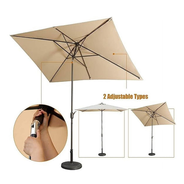 English Elm 6.5 X 10 Ft Rectangular Outdoor Patio Umbrella with Crank Tilt Uv Resistant Canopy Khaki B082P454989