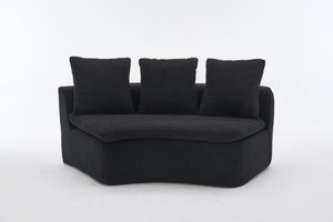 English Elm 133'' Modular U-shaped Sectional Chenille Sofa with Removable Recliner for Spacious Rooms Black W2231S00055