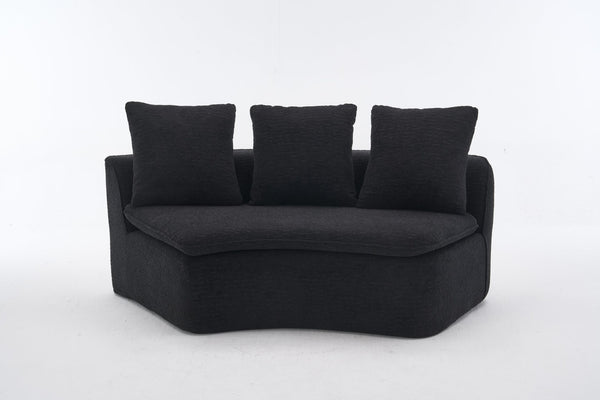 English Elm 133'' Modular U-shaped Sectional Chenille Sofa with Removable Recliner for Spacious Rooms Black W2231S00055