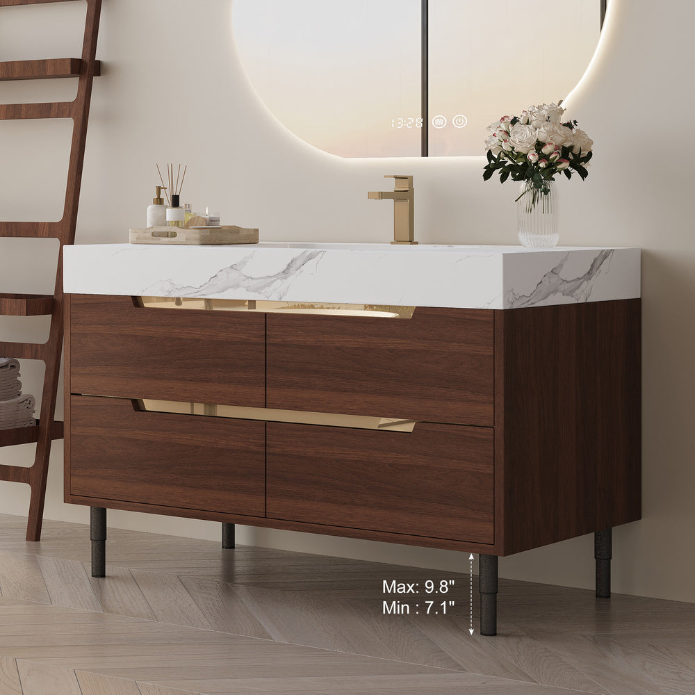 English Elm This Farmhouse Vanity Pairs Sintered Stone with Soft-close Drawers for a Refined Bath W3136S00029
