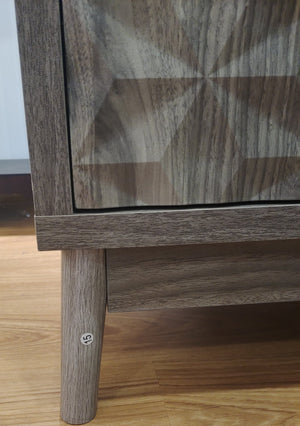 English Elm Modern Sideboard Buffet Cabinet with Diamond Relief Doors, Ample Storage, Sleek Artful Design for Home Gray W1706P235653