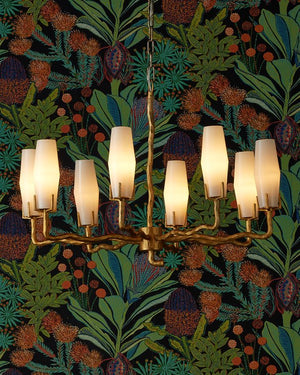 Currey & Company Mathilda Chandelier - Artful Matte Gold Lighting With 8 Milky Glass Shades & Adjustable Drop Length Gold Glass ,Brass 9000-1285-currey-company