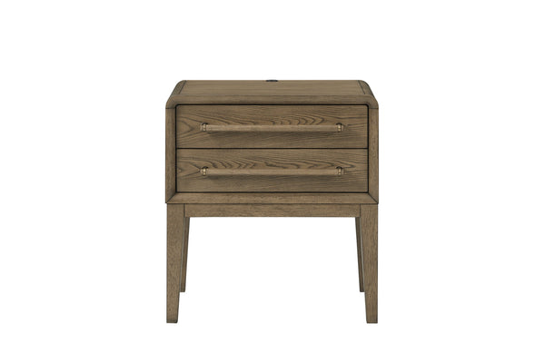English Elm Small Nightstand with Elm Veneer Finish, Peppercorn Tone, Two Smooth-Glide Drawers for Teens & Guests Light Brown 27 L x 20.5 W x 18 H B2699P401425