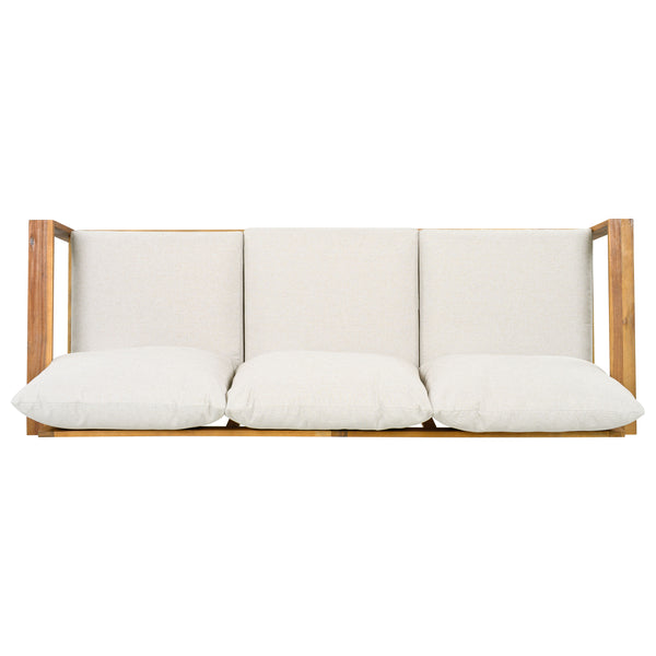 English Elm Outdoor Acacia Wood 4 Piece Sectional Set with Sofa Chair Ottoman and Table N757S454830B