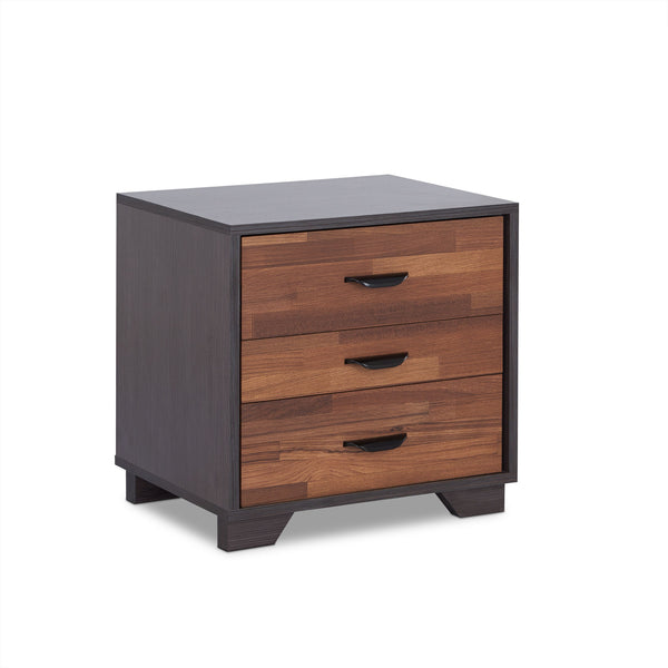 English Elm Eloy Walnut & Espresso Finish Accent Table with 3 Spacious Drawers, Sleek Storage and Durable Build B2726P271346