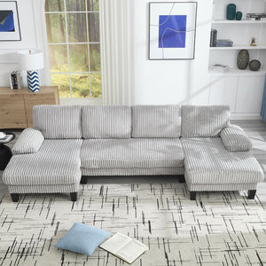 English Elm U-Shaped 4-Seat Sofa With Double Chaise – Luxurious Velvet, Modular Comfort For Your Living Room W2705S00015-GIGA