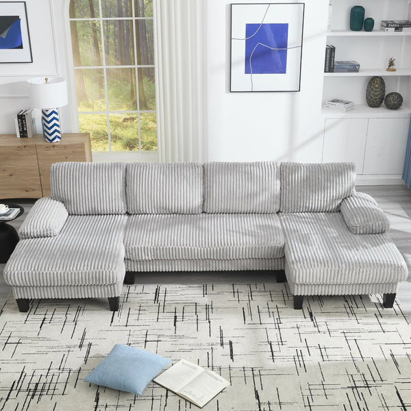 English Elm U-Shaped 4-Seat Sofa With Double Chaise – Luxurious Velvet, Modular Comfort For Your Living Room W2705S00015-GIGA