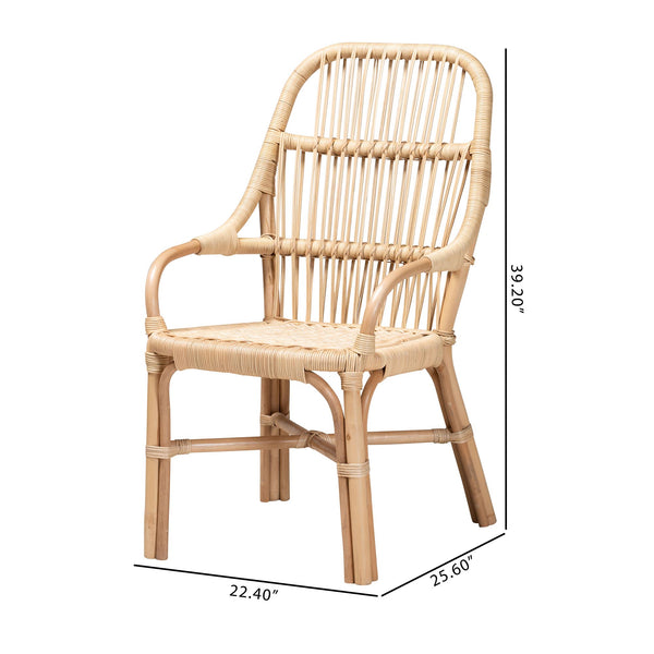 English Elm Modern Handwoven Rattan Dining Chair Artisan Crafted for Bohemian Coastal Rooms B2750P467668