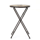 Christopher Knight Home® - Noble House - Silvester Outdoor Beige and Black Stone Side Table with Iron Frame