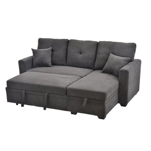 English Elm Sleeper Sectional Sofa with Storage Chaise Tufted Polyester Upholstery Small Space W5568S00038