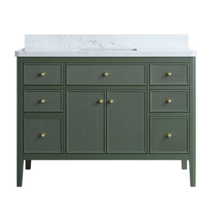 English Elm Fully Assembled 48'' Green Bathroom Vanity With Solid Wood, Engineered Marble Top & Soft-Close Drawers W1826P308982
