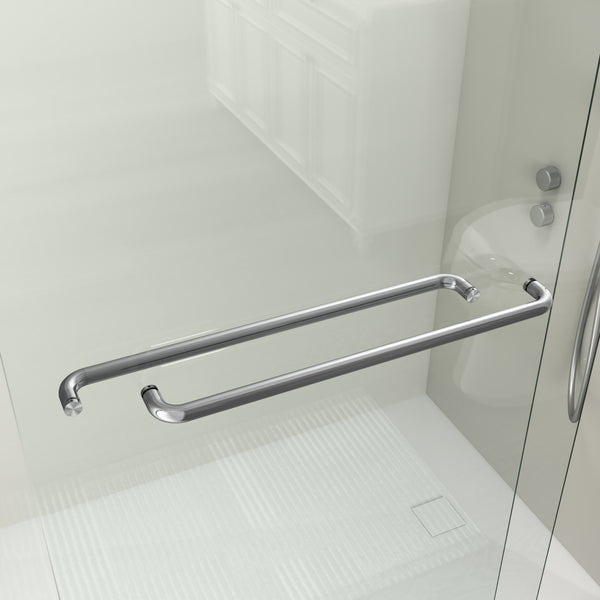 English Elm 56-60 in Semi-frameless Bypass Shower Door Matte Black Tempered Glass Walk-in Brushed Nickel W1573P239436
